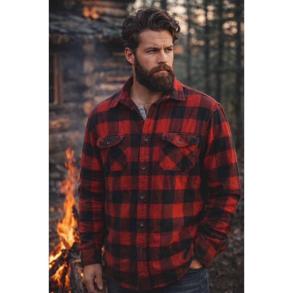 Ruff Hewn Buffalo Plaid Flannel Shirt Mens XXL Red Black Cotton Outdoor Workwear